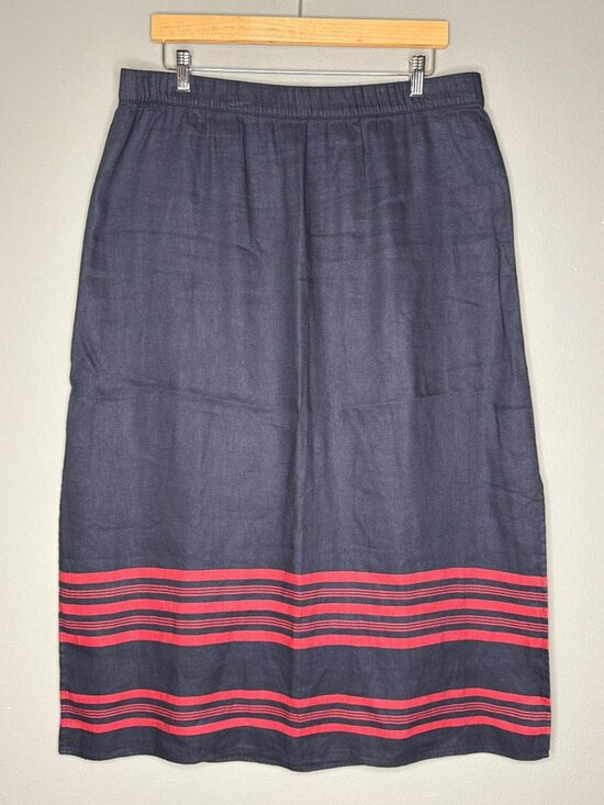 J. Jill Dresses & Skirts - J. Jill Linen Blend Elastic Waist Lightweight Pull-On Midi Skirt Side Slits Larg